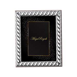 Cornice decorativa nera e argento con dettagli eleganti e raffinati. Perfetta per valorizzare foto e.