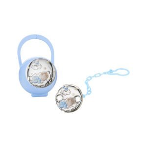 ciuccio con placca bimbo colorata celeste