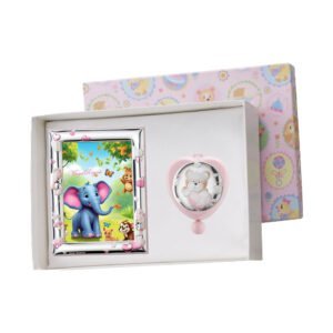 Portafoto con elefante e orologio per regalo bambina.