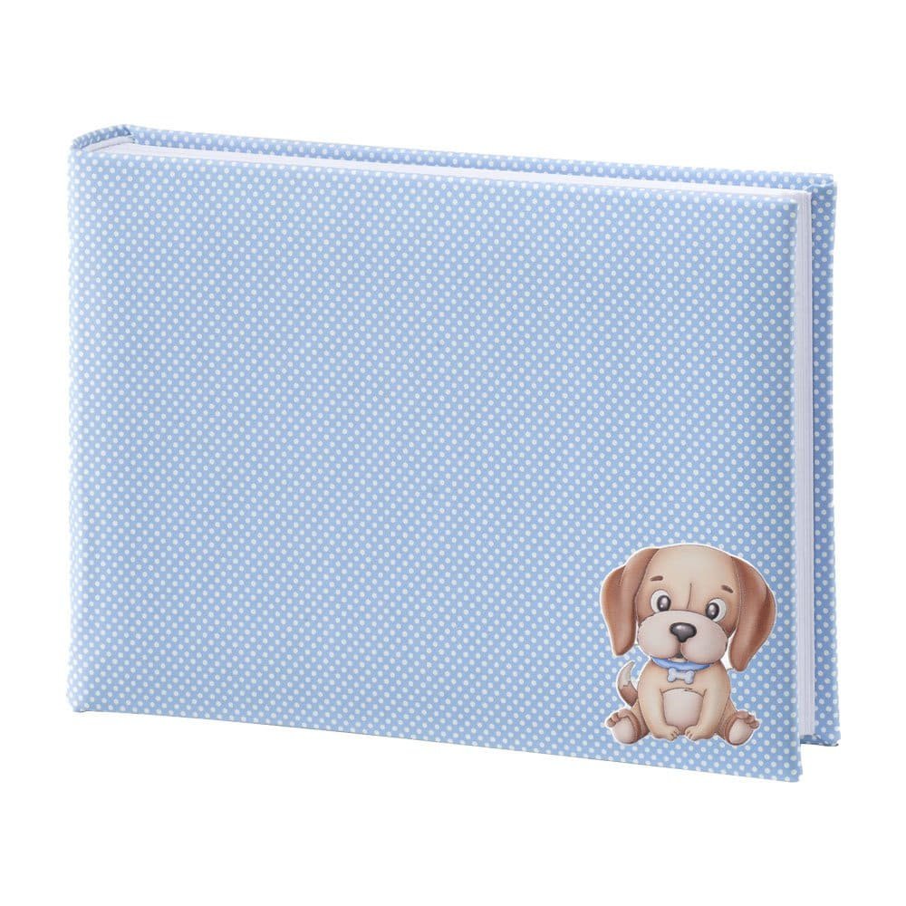 ALBUM BAMBINO CELESTE 15X20 CON PLACCA CAGNOLINO COLORATA IN ARGENTO PVD 1 Cuscino per bambini con disegno di cane adorabile, ideale per camerette e regali neonati.