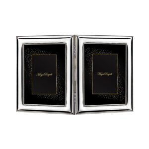 Cornice decorativa elegante con dettagli in argento e nero, perfetta per regali di lusso.