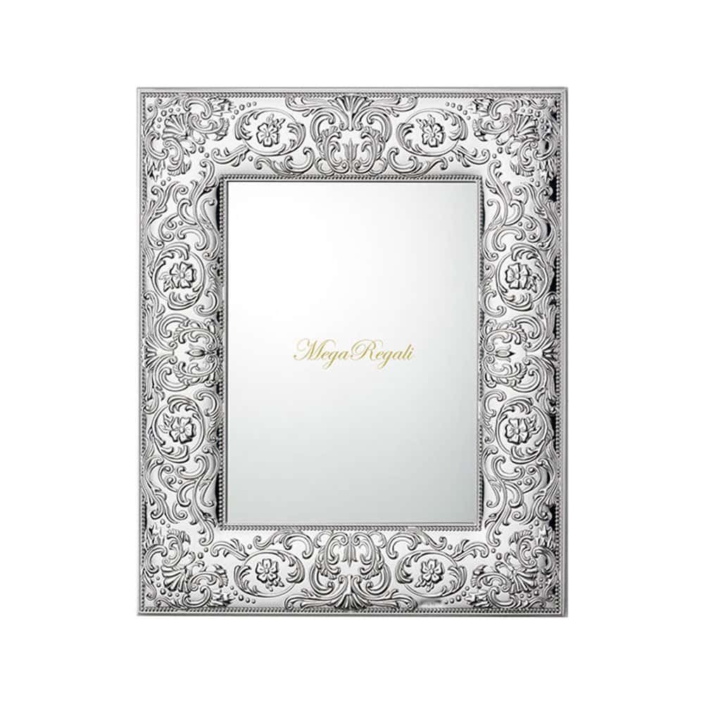 PORTAFOTO BAROCCO LUCIDA MISURA FOTO 20X25 ARGENTO BILAMINATO RETRO LEGNO 4 Specchio decorativo con cornice ornamentale in stile classico, perfetto per arredare con eleganza la.