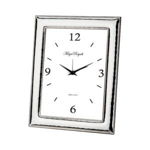 Orologio da parete in stile moderno con cornice argentata e design minimalista. Perfetto come regalo.