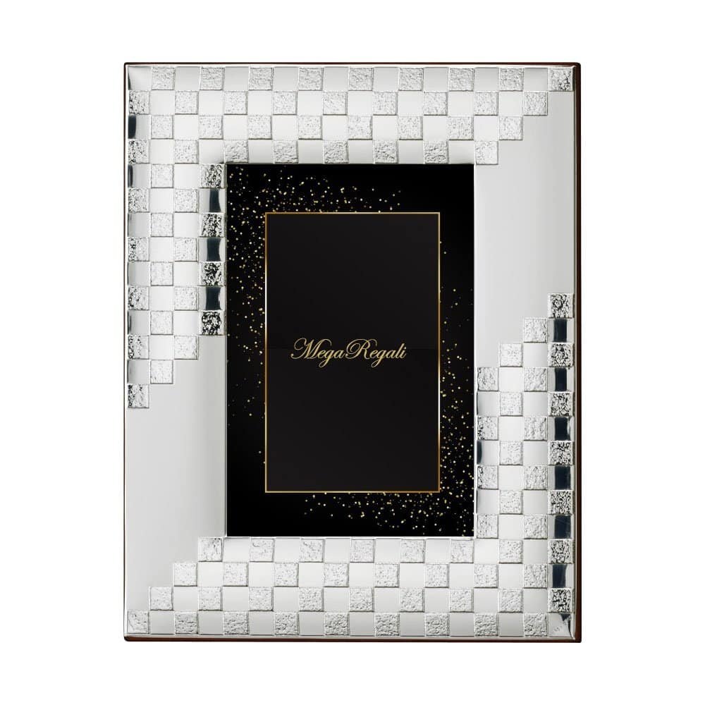 PORTAFOTO SCACCHI SABBIATA ARGENTO BILAMINATO RETRO LEGNO 1 portafoto scacchi argento bilaminato